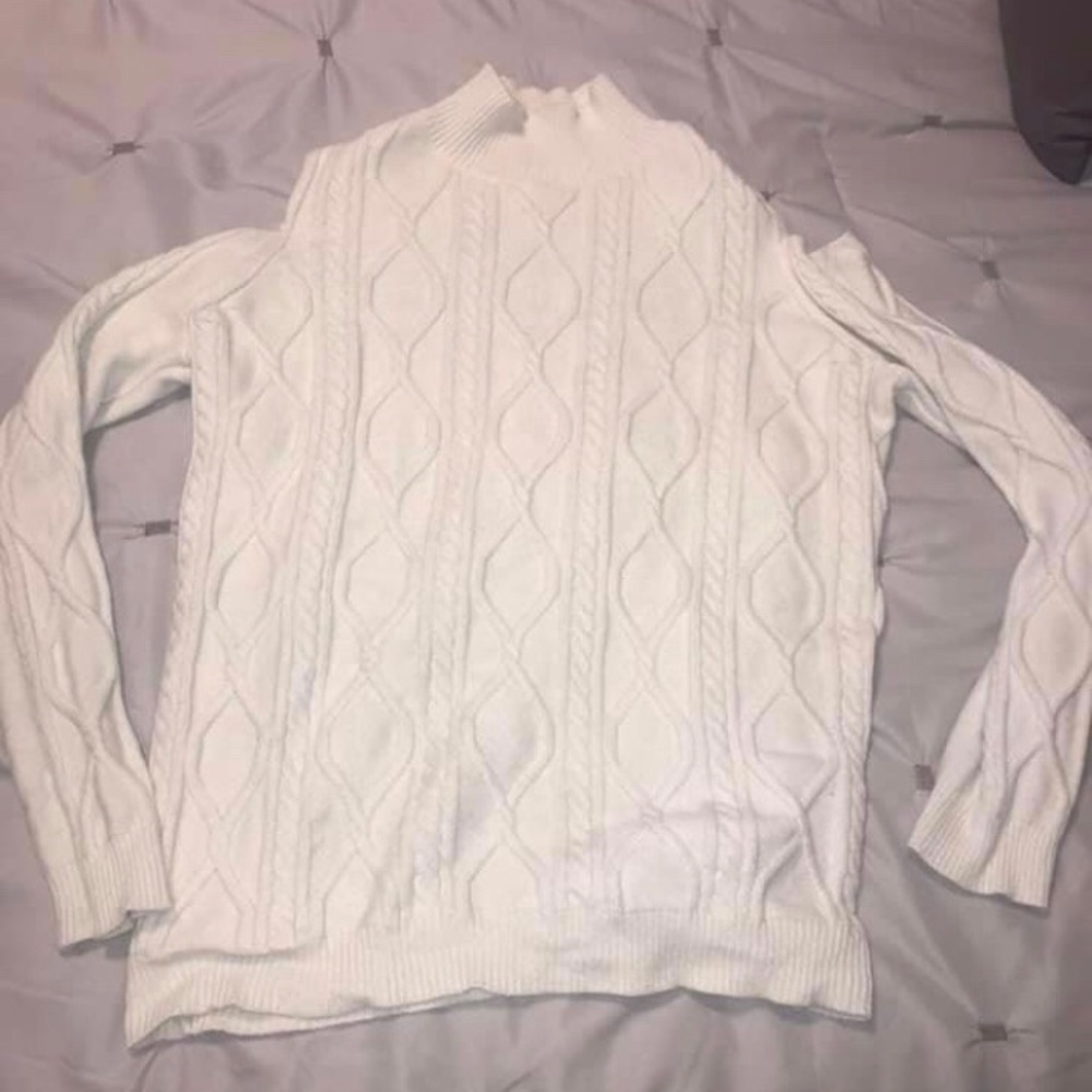 Cream cold shoulder sweater